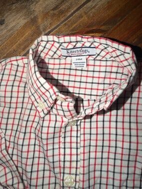 Kitestrings Boys 24 Months White Red & Navy Plaid Button-Down Long Sleeve Shirt